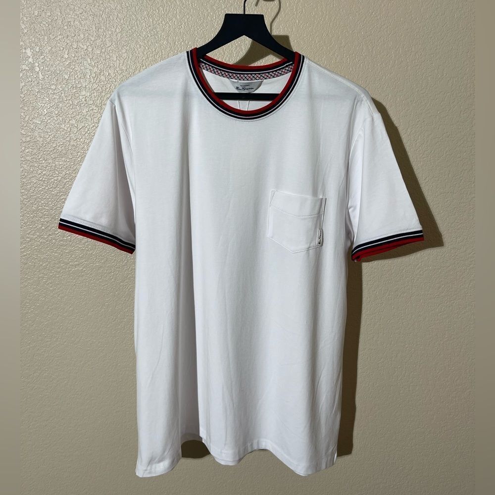 Ben Sherman White Tee with Red and Black Trim